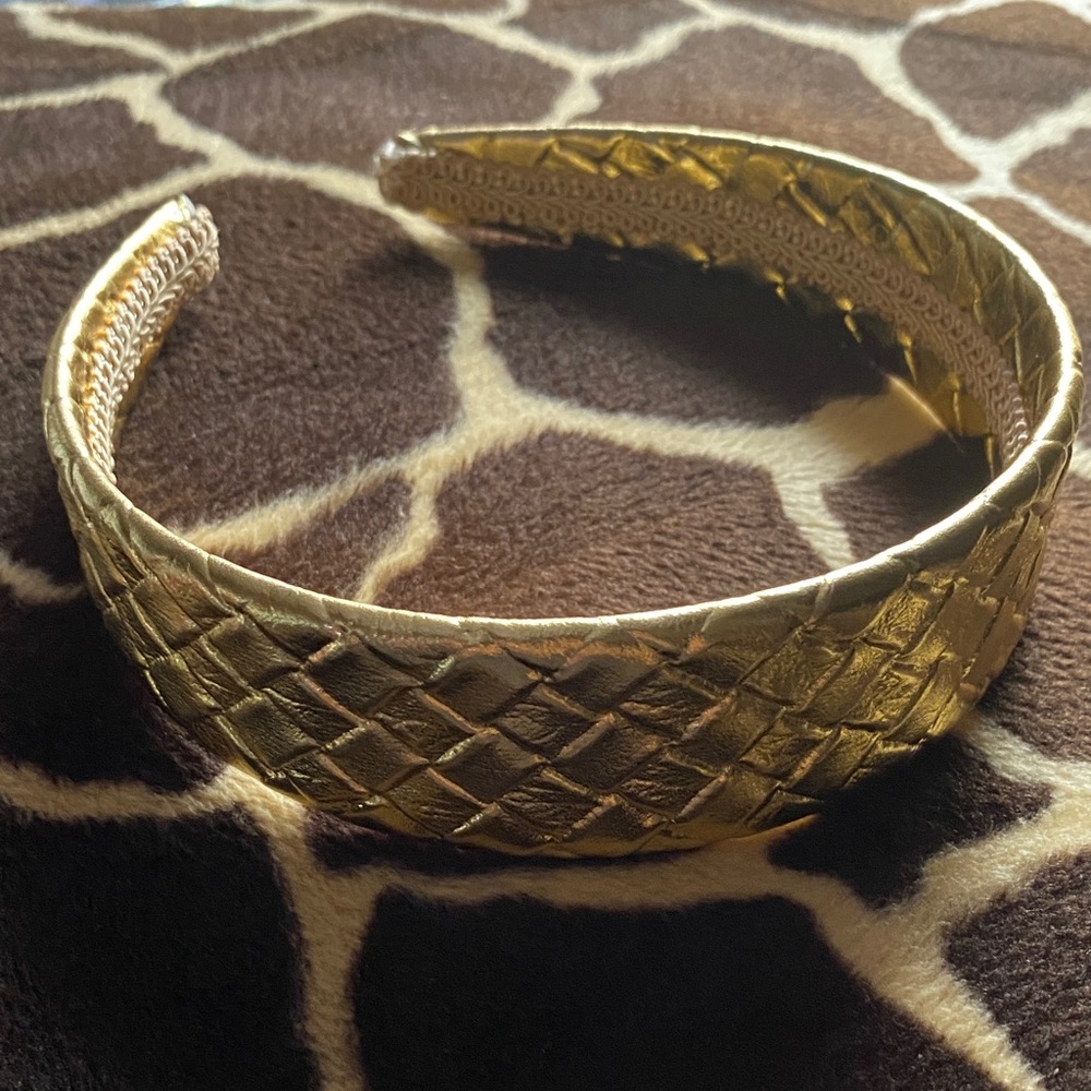 Vintage 90’s Gold Leather Woven Headband